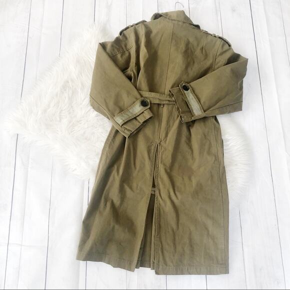 Zara Surplus Military Style Khaki Trench Coat Woman - Small NEW Army Green - Picture 4 of 6